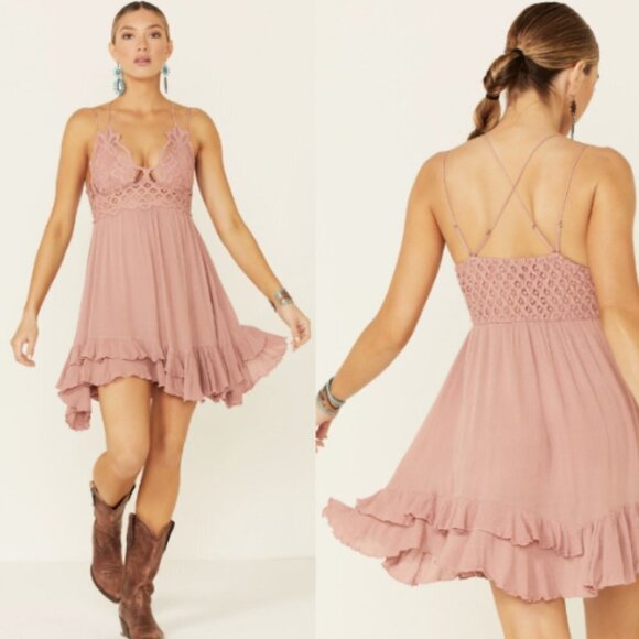 New! Free People Adella Slip Dress light pink nwt 30450 - Picture 3 of 10